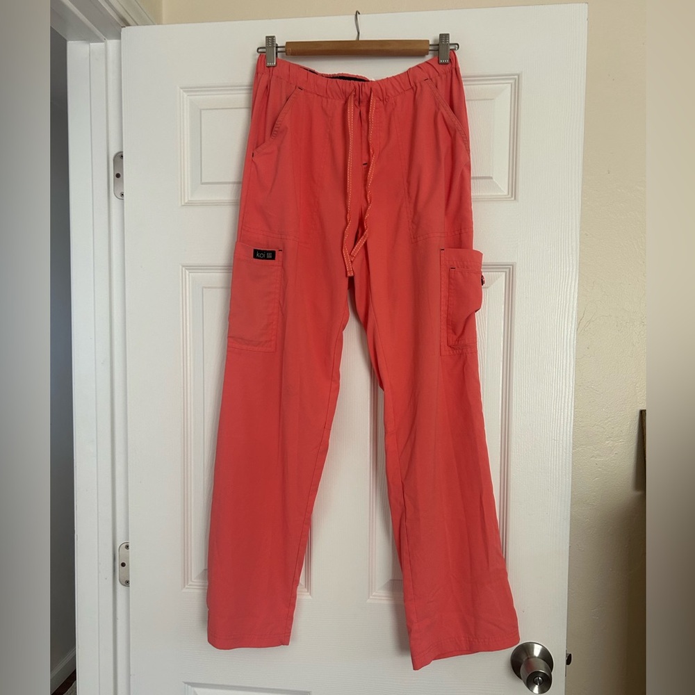Koi Scrub Pants in Coral